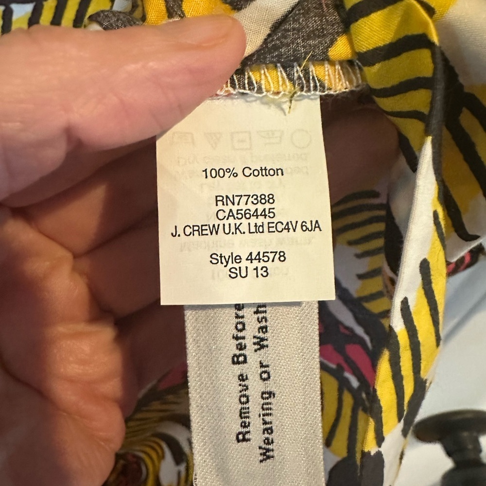 J. Crew Pink, Yellow and White Graphic-Print Long Sleeve Dress - Picture 4 of 5